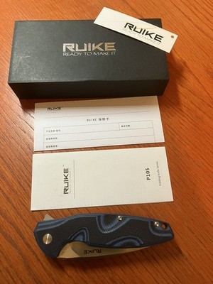 RUIKE FANG P105 BLUE/BLACK MODEL # RKE105K FLIPPER FOLDING KNIFE 
