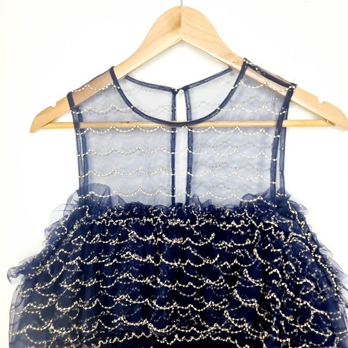 Alice McCall Size 10 Navy Blue Gold Venus Cold Shoulder Ruffled Top - New - Picture 3 of 15