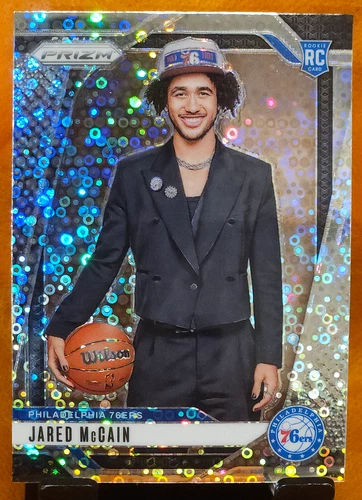 Jared McCain 2024-25 Panini Prizm Silver Disco Variation RC 76ers #222