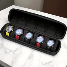 1pc 5-Slot Watch Case Hard Shell Travel Organizer Pillow Insert Black - NEW