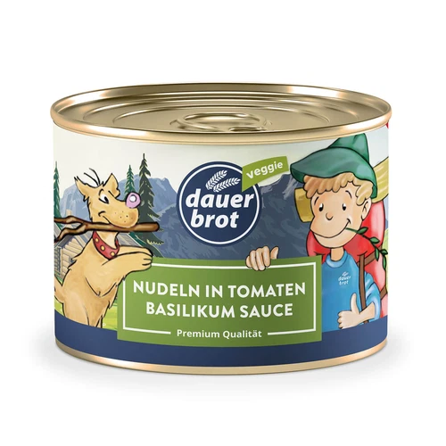 (14,75 EUR/kg) Nudeln in Tomaten Basilikum Sauce 400g Konserve | Notvorrat
