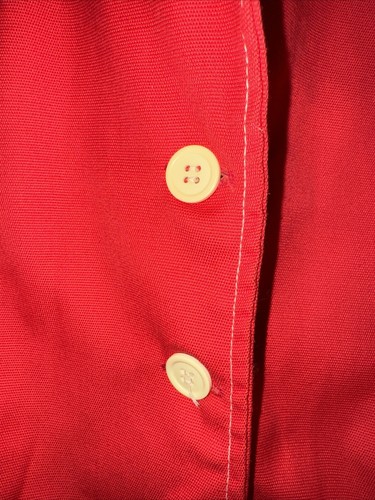 Womens Medium Coat Vintage Mod Gogo Pea Coat, Red White Stitch USA Denim - Picture 2 of 4