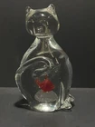 Vintage Murano Glass Cat Sculpture Goldfish in Belly