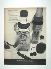 Vintage 1967 Bombay Dry Gin Vermouth Print Ad Barware Bar Martini