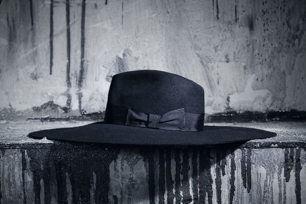 Byther Unisex Modern Classic Gothic Fashion Black Wide Brim Wool