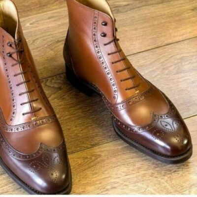 Handmade Men's Brown Lace Up Boots, Men 