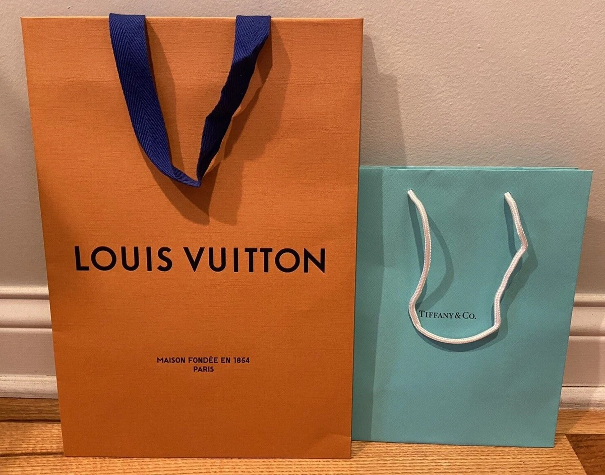 Lot of 2 - LOUIS VUITTON and TIFFANY & CO Shopping Bags - Medium and Small  size