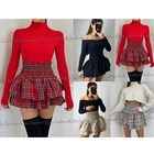 Ladie Frill Mini RARA Skirt Women Tartan Check Pleated Gathered Short Mini Skirt