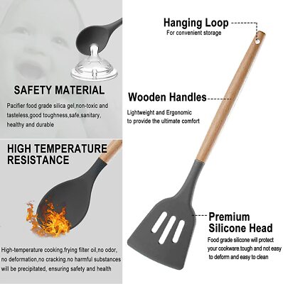 28-Piece Silicone Kitchen Utensil Set - Non-Stick Cooking Tools With Stainless Steel Handles