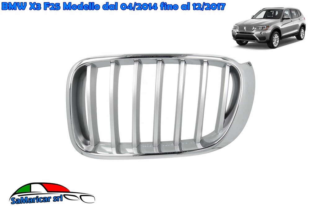 GRIGLIA RADIATORE SINISTRA TITANIO-CROMATA ADATTABILE A BMW X3 F25 04/2014-> 511