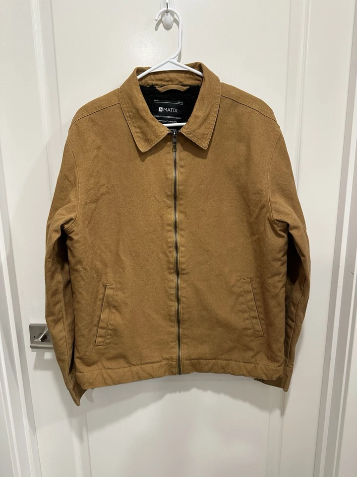 Matix Jacket Camel Brown Men's Large Full Zip Pockets Collared Canvas  - Image 2 of 4