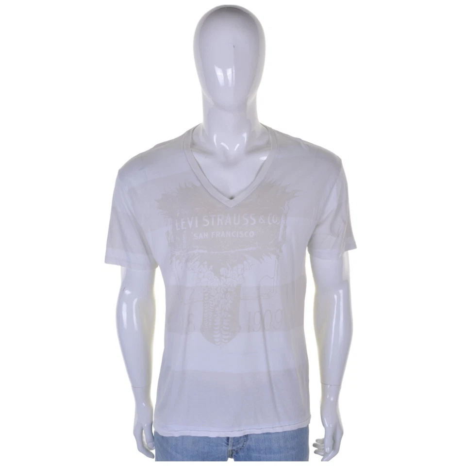 LEVIS Vintage Deep V Neck Red Tab T Shirt XL Top 90s Y2K - Image 2 of 4