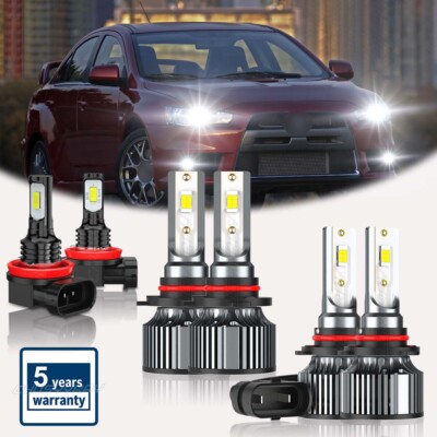 For Mitsubishi Lancer 2008-2017 Combo Upgrade LED Headlight +Fog Light Bulbs 6Pc