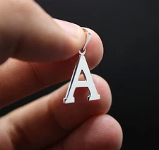925 Sterling Silver Alphabet Initial Pendant Plain Slab Serif Upper Case Letter