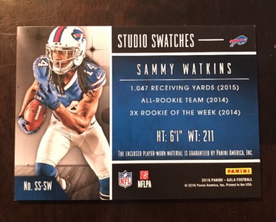 2016 PANINI GALA SAMMY WATKINS STUDIO SWATCHES CLR PATCH #ED 11