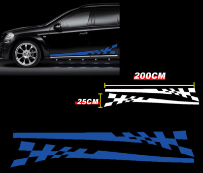 Blue Stripe Side Skirt Pinstripe Decals Stickers Universal Vinyl Racing DJC A