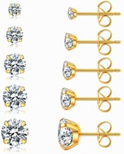 Stud Earrings Sparkling Diamond Hypoallergenic Multi-Piercing Stainless Steel