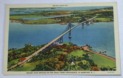 Vintage Postcard ~ Mount Hope Bay Bridge Providence to Newport ~ Rhode Island