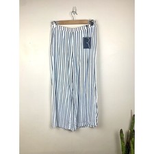 NWT REFORMATION Eadie Wide Leg Cropped Striped Pants Black White Rayon Size S