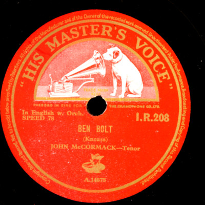 JOHN McCORMACK -TENOR- Ben Bolt/ Then you'll remember me  Schellackplatte  S1601