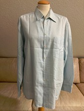 Walbusch elegant classic men's shirt L light blue dots long sleeve collar retro