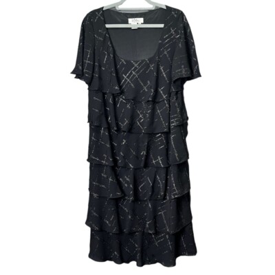Patra Woman Plus Size Ruffled Tiered Chiffon & Metallic Glitter Cocktail Dress | eBay Patra Woman Plus Size Ruffled Tiered Chiffon & Metallic Glitter Cocktail Dress | eBay