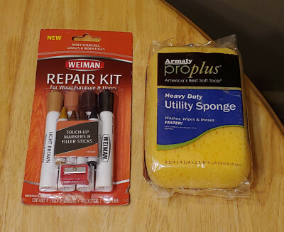 Weiman Wood Furniture & Floor Repair Kit + Armaly Heavy Duty Utility Sponge