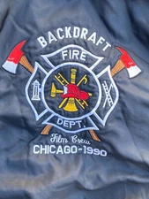 Backdraft Film Crew Bomber Jacket Holloway Large CFD Emblem Promo Fire Dept 1990
