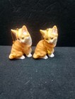 Tiger Striped Short-hair Yellow Tabby Cat Figurine Ornament Set Of Two