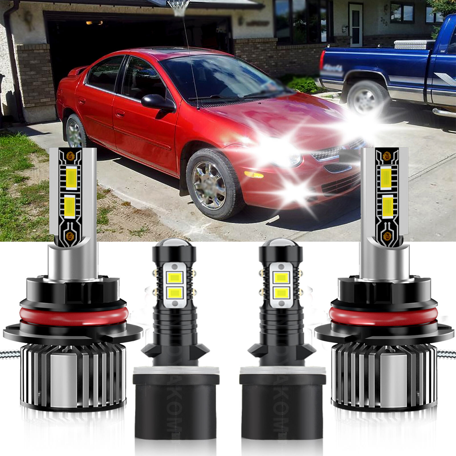 2003-2004 Dodge SX 2.0 LED Headlight and Fog Light Bulbs Kit - Bright White