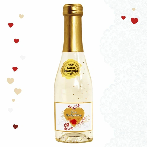 Zum Hochzeitstag: Piccolo Blattgold Geschenkidee Hochzeitsgeschenk Sekt Secco