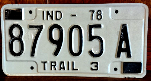 Indiana 1978 Black White Metal Expire License Plate Tag 87905A Trail 3 ...