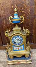 Antique Japy Freres Paris Ormolu & Sevres Panel Chiming Boudoir/Mantel Clock
