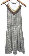 Maurices Strappy Tribal Dress Small Flowy Earthy Brown Wood Beads V Neck Lined