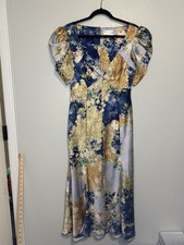 ASOS Design Women’s Floral Silky Short Sleeve Maxi Dress Button Back Size 10