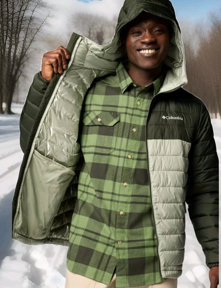 Columbia Mens White Out II Omni Heat Insulated Hooded Jacket Sz XL Safari - Image 3 of 4