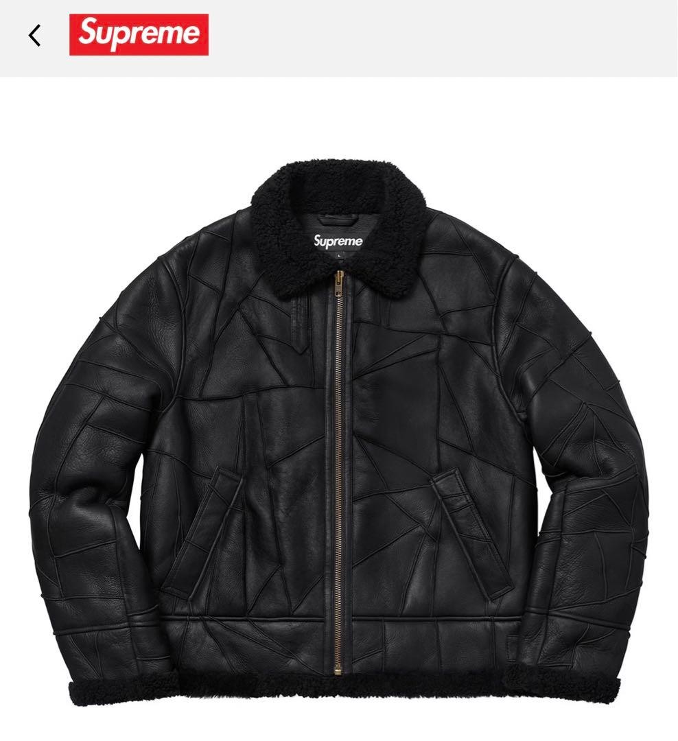 Supreme Patchwork Shearling B-3 Jacket Black L Sh… - image 1