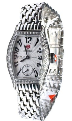 Michele Urban Coquette Pave Diamond Silver Ladies Watch 0.50CT TW 80 Diamonds