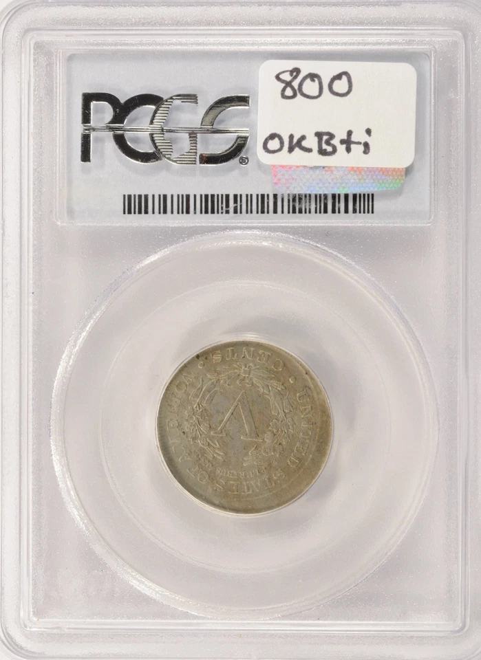 Liberty Nickel Struck 1906 5c 10 % descentrado graduación profesional AU58 Foto 4 de 4