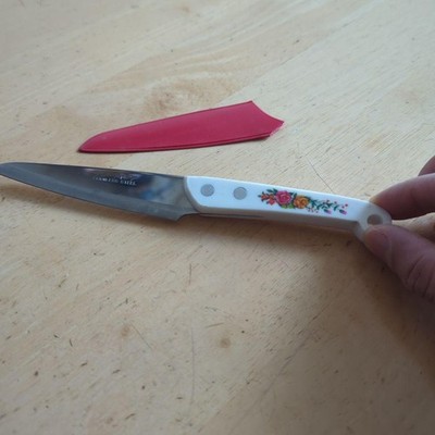 Vintage Floral Petty Knife Stainless Steel Unused 20cm Kitchen Tool