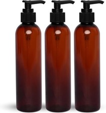Lotion Pump Bottles, Empty 8 OZ, BPA-Refillable Plastic Containers, Amber with