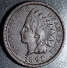 1891 INDIAN HEAD CENT - With LIBERTY & DIAMONDS