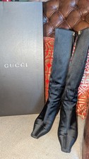 Gucci 1998 tom ford satin leather knee high boots glitter G Harvey Nichols 