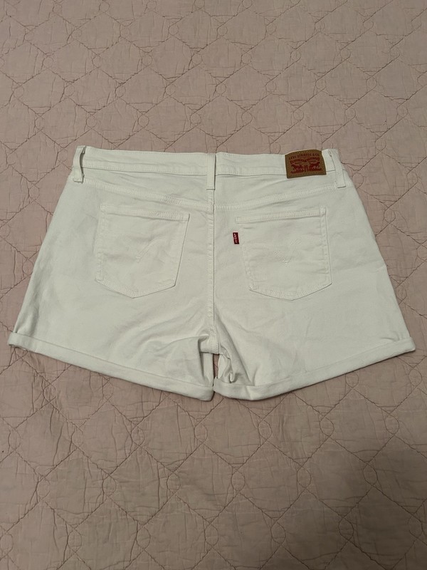 Levis Jean Shorts Womens 32 Mid Length White Denim Cuffed