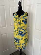 C Yellow and Blue Watercolor Lace-Up Shift
