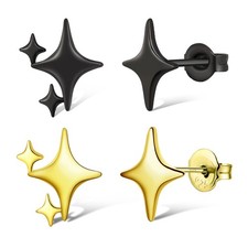 2 Pairs Gold Stars Stud Earrings for Women Trendy 14K Gold Stud Earrings for Tee