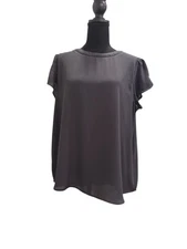 Women’s LOFT Dark Gray Blouse Short Sleeve Size L