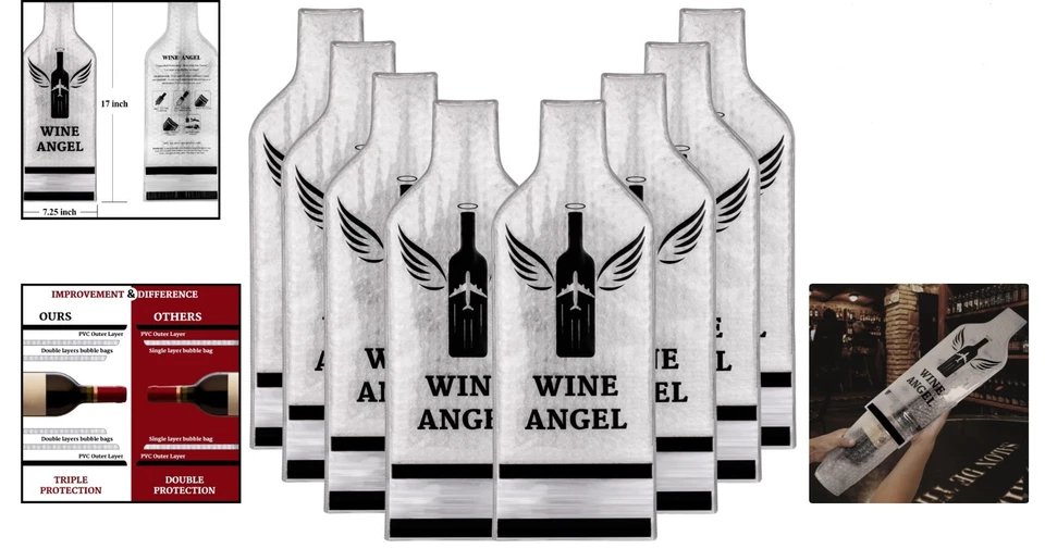 Máxima protección de viaje: 16 piezas bolsas de vino reutilizables con triple sello a prueba de fugas Foto 2 de 4