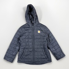 Carhartt Jacket Kids M Black Gilliam Hooded Quilted Insulated Full Zip Puffer