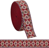 Ph 9.14 M Jacquard Blumenband 32Mm Rotes Besticktes Blumenband Im Ethno Stil Po